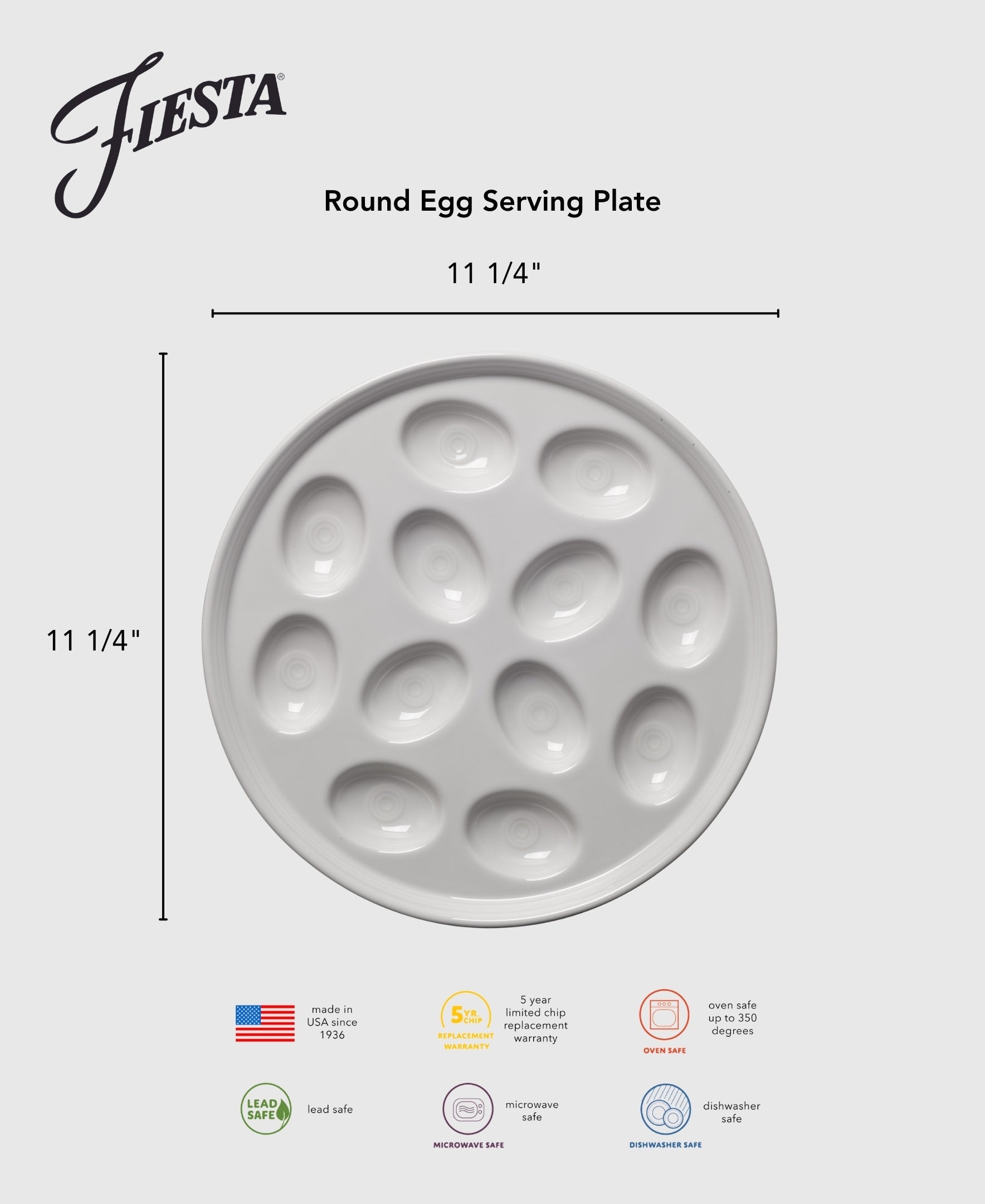 Dinnerware - Round Egg Serving Platter 11 1/4 Inch - Image 5