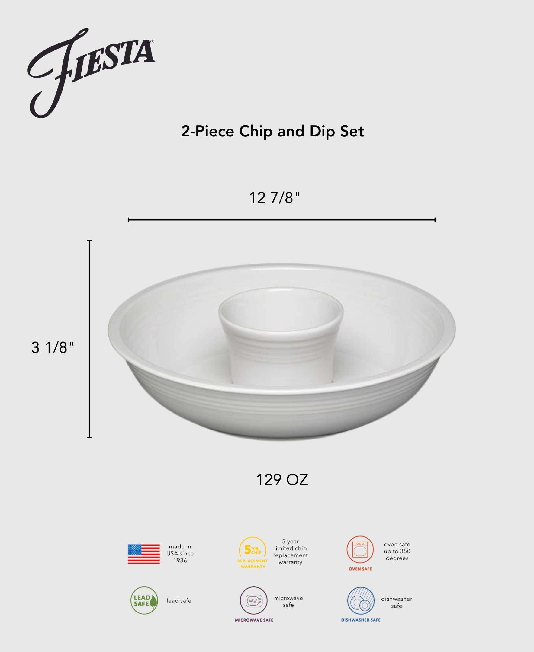 Fiesta Dinnerware - Sky 2-Piece Chip and Dip Set 12 7/8 Inch - Image 3