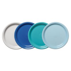 Dinnerware - Mixed Coastal Blues Bistro Coupe 9 Inch Luncheon Plate, Set of 4