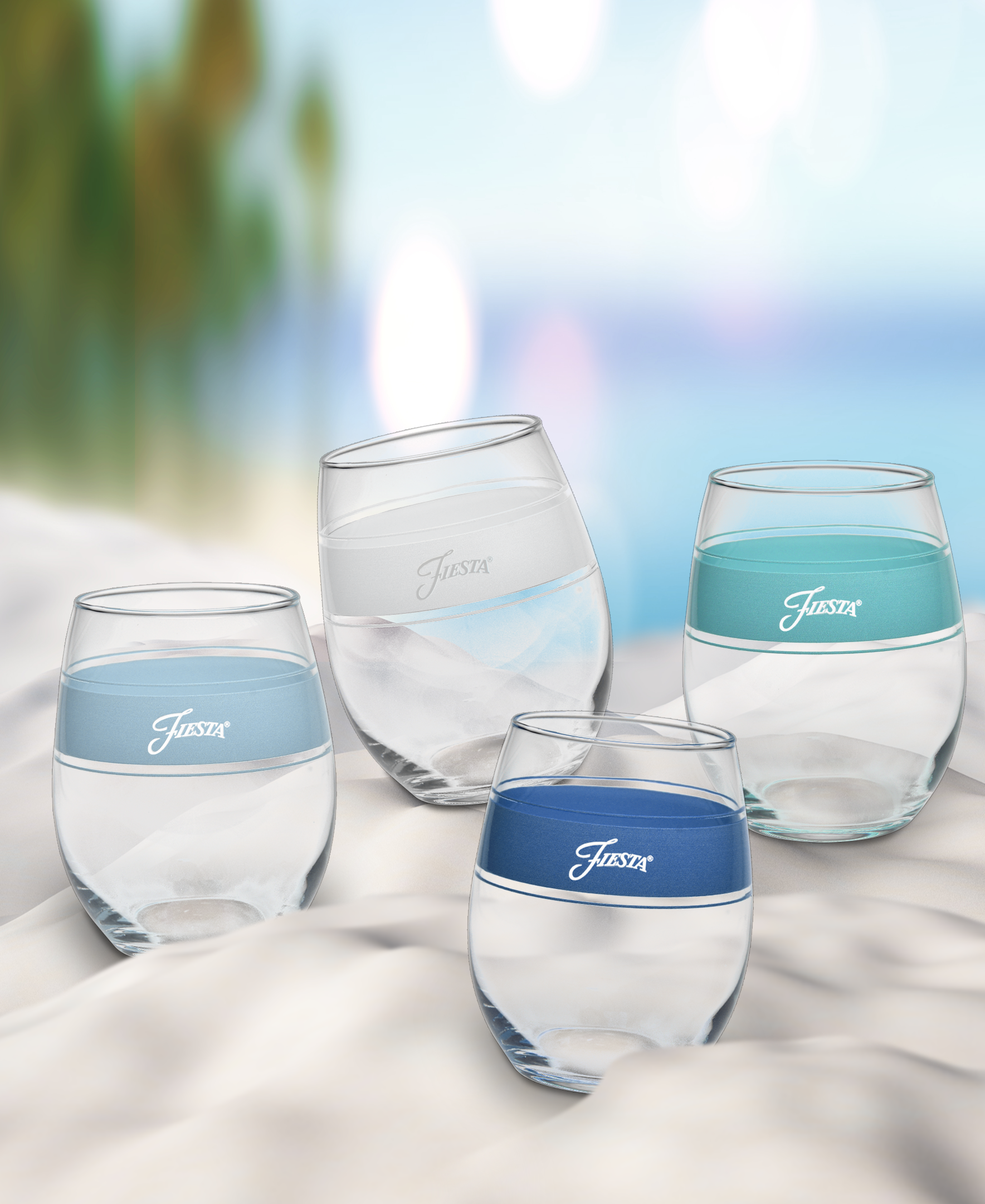 Dinnerware - Coastal Blues 15 oz. Frame Stemless Wine Mixed Color, Set of 4 - Image 6