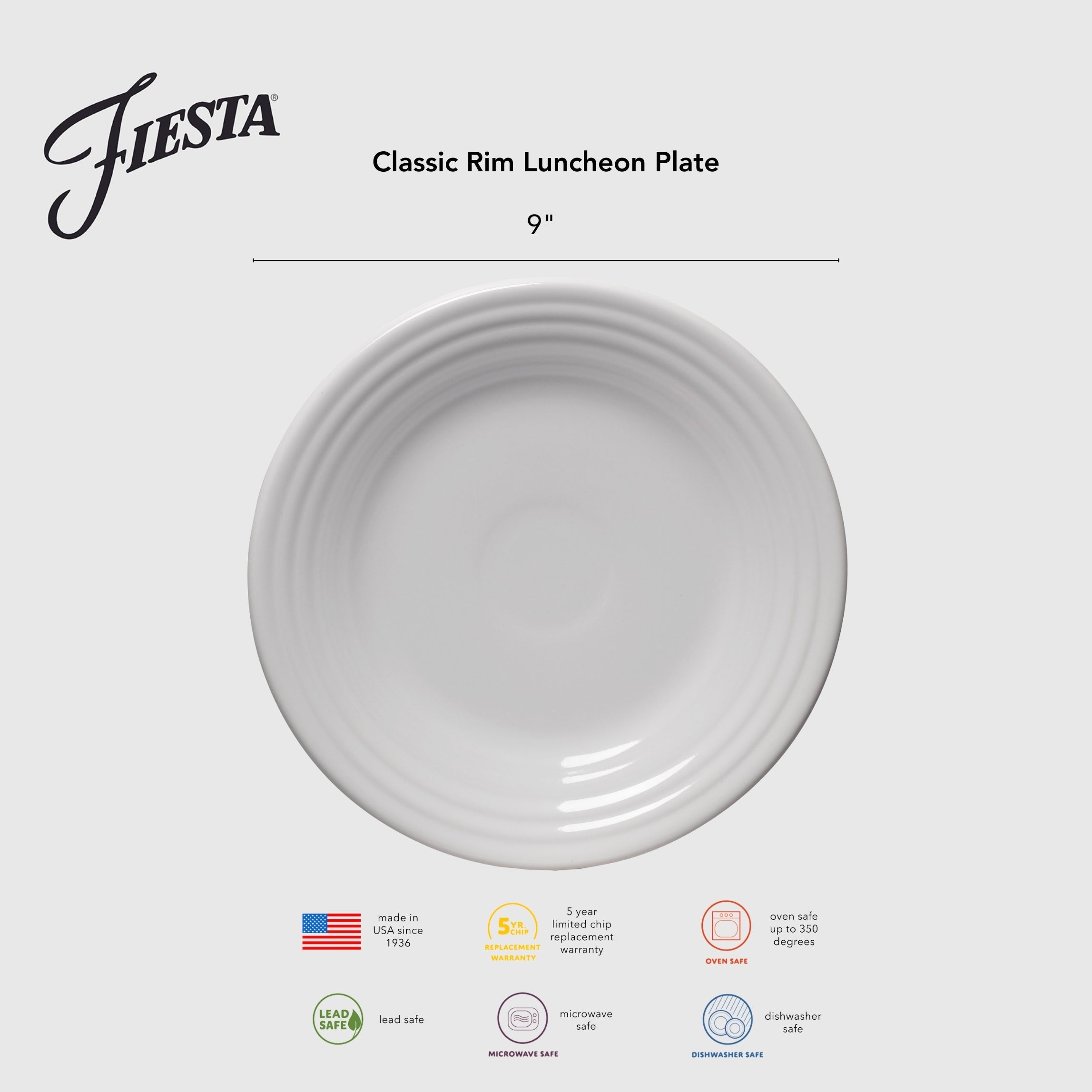 Fiesta Dinnerware - Lavender Classic Rim 9 Inch Luncheon Plate - Image 2
