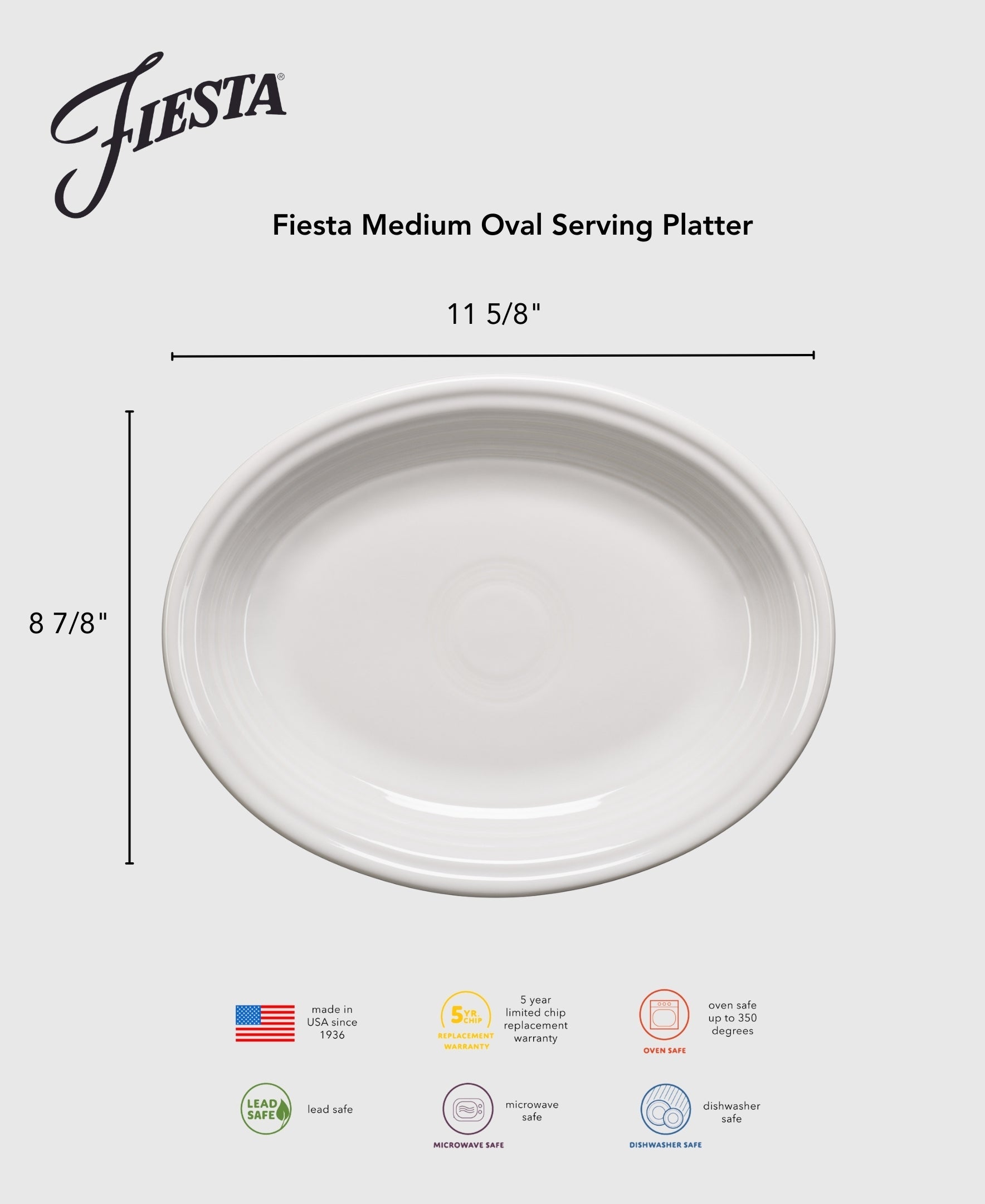 Dinnerware - 11 5/8 Inch Medium Oval Serving Platter - Image 5