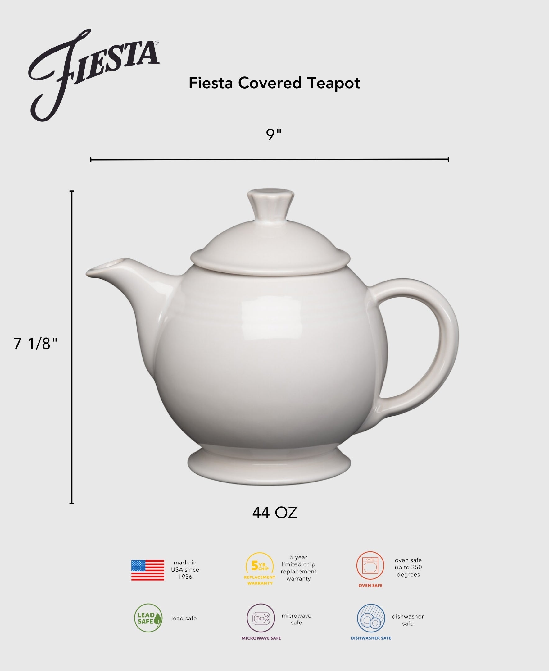 Dinnerware - New Retired 44 OZ Covered Teapot - Image 3