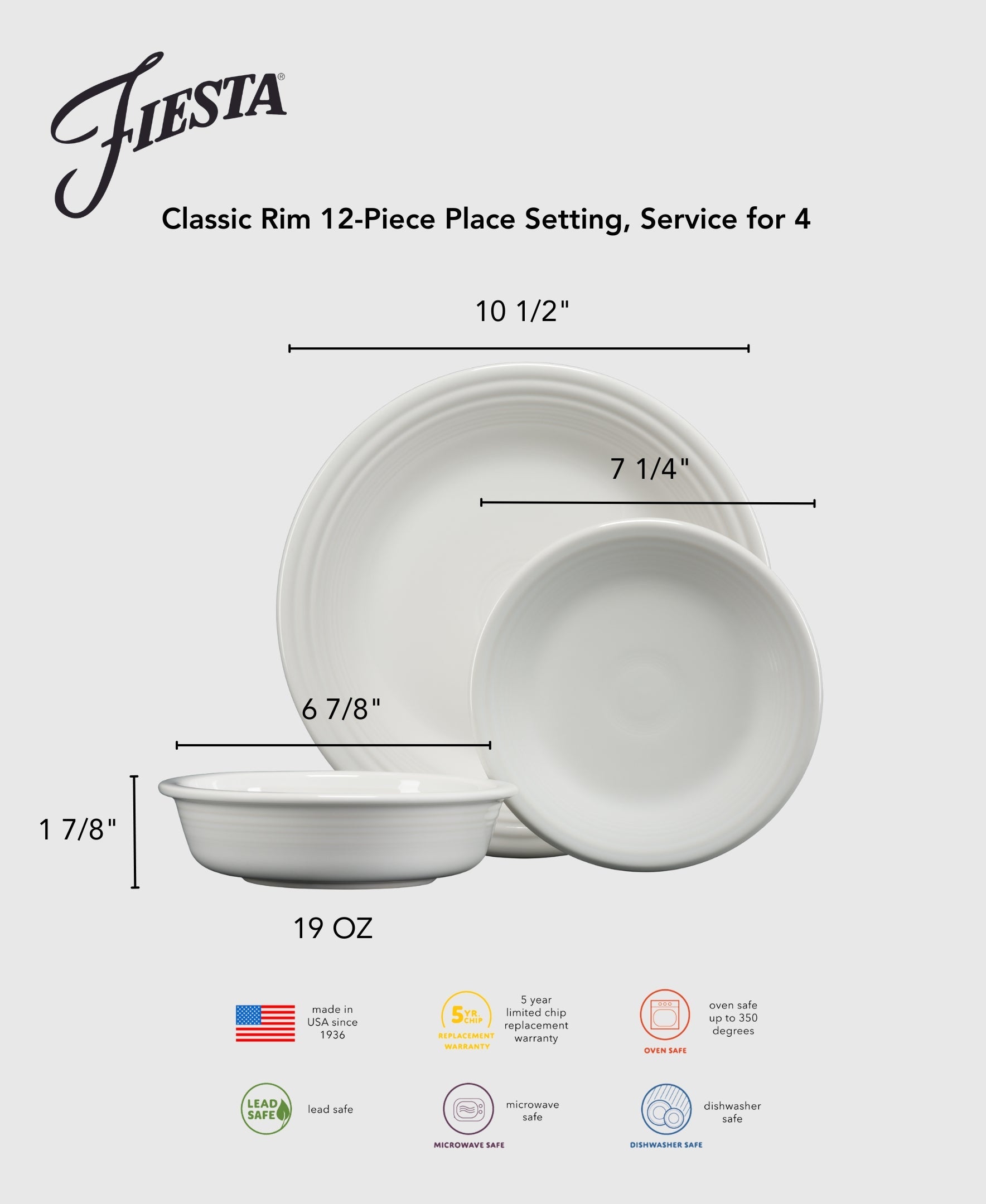Dinnerware - Mixed Aegean Classic Rim 12-Piece Dinnerware Set, Service for 4 - Image 4