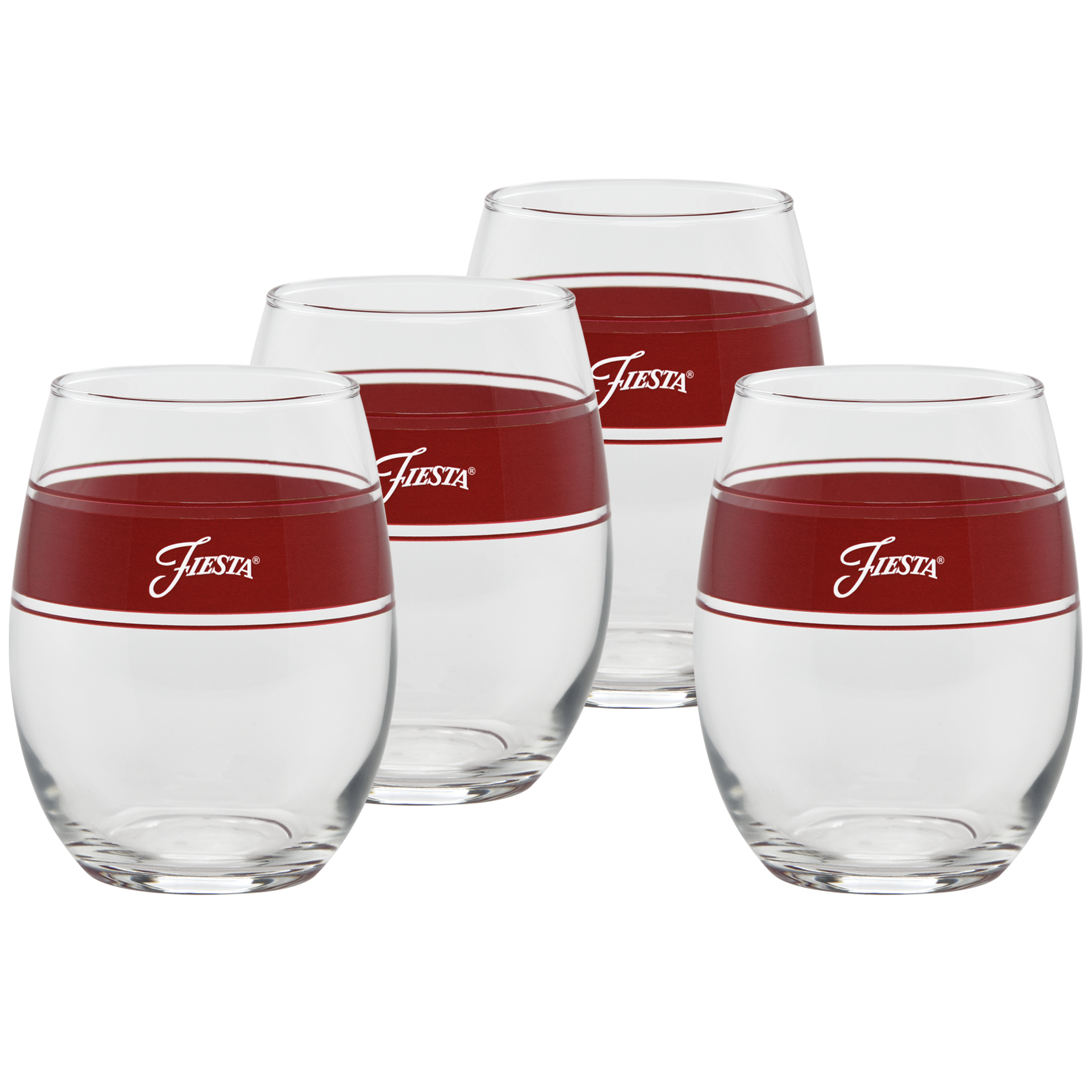 Dinnerware - 15 oz. Fiesta? Frame Stemless Wine Scarlet, Set of 4