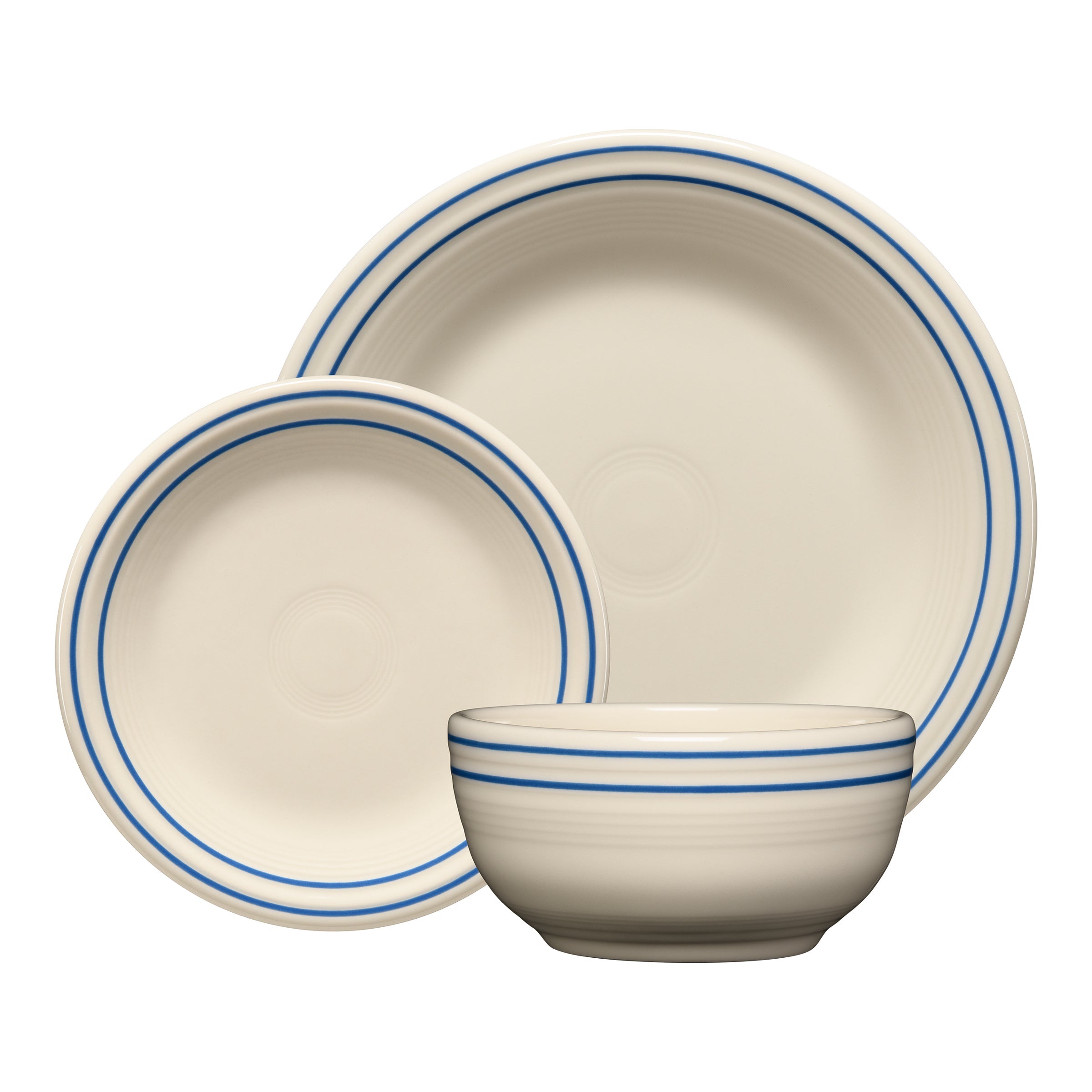 Dinnerware - Americana Lapis Band Classic Bistro 3-Piece Place Setting, Service For 1