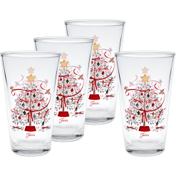 Dinnerware - Holly Berry Christmas Tree 16 oz. Cooler Glass - Set of 4