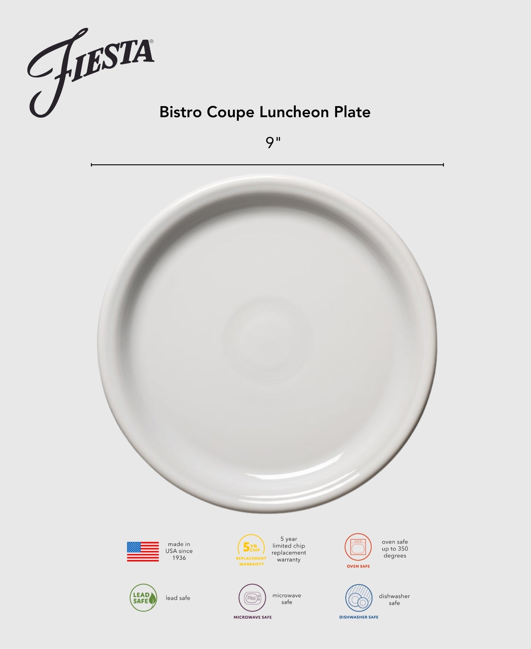Dinnerware - New Retired Bistro Coupe 9 Inch Luncheon Plate - Image 2
